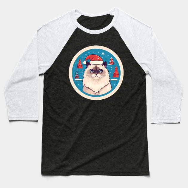 Birman Cat Xmas, Love Cats Baseball T-Shirt by dukito